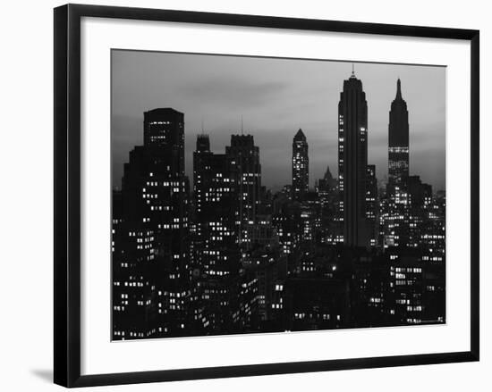 Silhouette of the Empire State Building and Other Buildings without Light During Wartime-Andreas Feininger-Framed Photographic Print