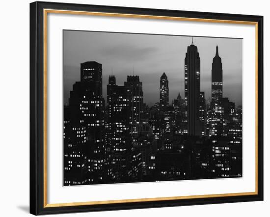 Silhouette of the Empire State Building and Other Buildings without Light During Wartime-Andreas Feininger-Framed Photographic Print