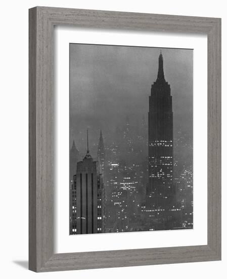 Silhouette of the Empire State Building and Other Buildings without Light During Wartime-Andreas Feininger-Framed Photographic Print