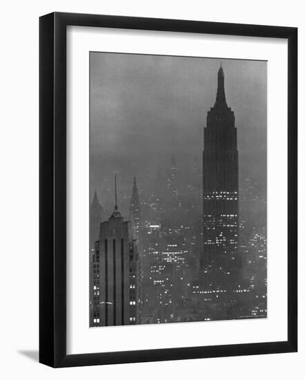 Silhouette of the Empire State Building and Other Buildings without Light During Wartime-Andreas Feininger-Framed Photographic Print