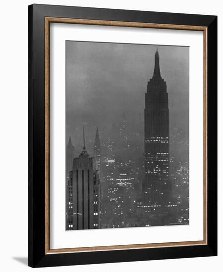 Silhouette of the Empire State Building and Other Buildings without Light During Wartime-Andreas Feininger-Framed Photographic Print