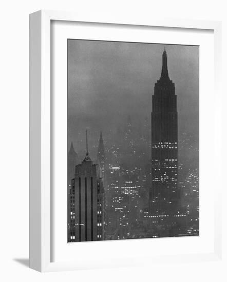 Silhouette of the Empire State Building and Other Buildings without Light During Wartime-Andreas Feininger-Framed Photographic Print