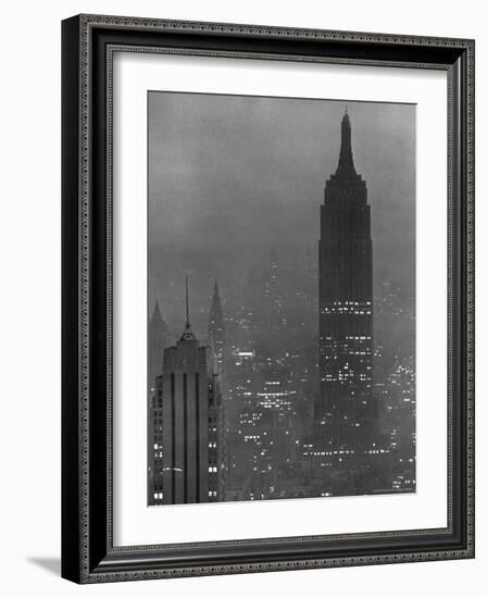 Silhouette of the Empire State Building and Other Buildings without Light During Wartime-Andreas Feininger-Framed Photographic Print