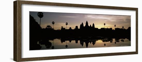 Silhouette of the Temple of Angkor Wat Reflected in the Lake, Cambodia, Indochina-Bruno Morandi-Framed Photographic Print