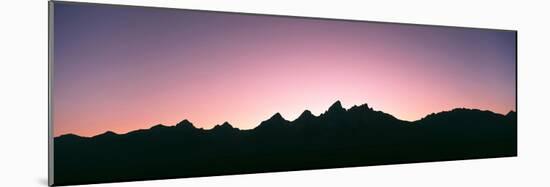 Silhouette of the Teton Range at Sunset, Grand Teton National Park, Wyoming, Usa-null-Mounted Photographic Print