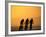 Silhouette of Three Men Riding on the Beach-Mitch Diamond-Framed Photographic Print