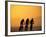 Silhouette of Three Men Riding on the Beach-Mitch Diamond-Framed Photographic Print