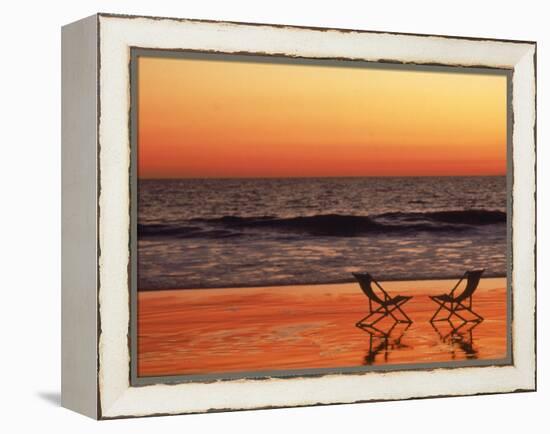 Silhouette of Two Chairs on the Beach-Mitch Diamond-Framed Premier Image Canvas