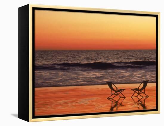 Silhouette of Two Chairs on the Beach-Mitch Diamond-Framed Premier Image Canvas