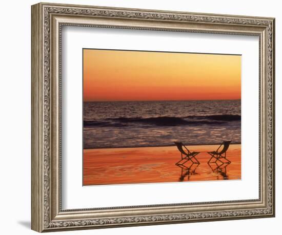 Silhouette of Two Chairs on the Beach-Mitch Diamond-Framed Photographic Print