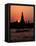 Silhouette of Wat Arun (Temple of the Dawn), at Sunset, on Banks of Chao Phraya River, Thailand-Richard Nebesky-Framed Premier Image Canvas