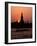 Silhouette of Wat Arun (Temple of the Dawn), at Sunset, on Banks of Chao Phraya River, Thailand-Richard Nebesky-Framed Photographic Print