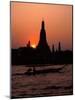 Silhouette of Wat Arun (Temple of the Dawn), at Sunset, on Banks of Chao Phraya River, Thailand-Richard Nebesky-Mounted Photographic Print