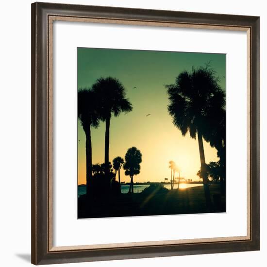 Silhouette Palm Trees at Sunset-Philippe Hugonnard-Framed Photographic Print