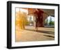 Silhouette Skateboarder Jumping in City on Skateboard under the Bridge. in the Background Two Young-Maxim Blinkov-Framed Photographic Print