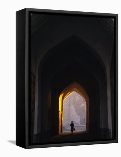Silhouette Through Archway, Bukhara, Uzbekistan-Ellen Clark-Framed Premier Image Canvas