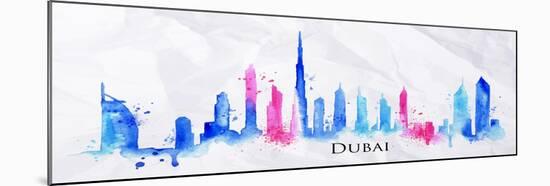 Silhouette Watercolor Dubai-anna42f-Mounted Art Print