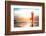 Silhouette Young Woman Practicing Yoga on the Beach at Sunset-De Visu-Framed Photographic Print