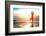 Silhouette Young Woman Practicing Yoga on the Beach at Sunset-De Visu-Framed Photographic Print