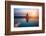 Silhouette Young Woman Practicing Yoga on the Beach at Sunset-De Visu-Framed Photographic Print