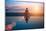 Silhouette Young Woman Practicing Yoga on the Beach at Sunset-De Visu-Mounted Photographic Print