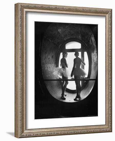 Silhouetted Ballerinas During Rehearsal for Swan Lake at Grand Opera de Paris-Alfred Eisenstaedt-Framed Photographic Print