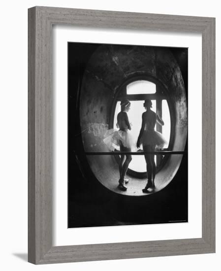 Silhouetted Ballerinas During Rehearsal for Swan Lake at Grand Opera de Paris-Alfred Eisenstaedt-Framed Photographic Print