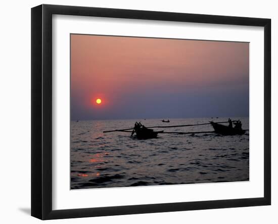 Silhouetted Boats on Lake Tanganyika, Tanzania-Kristin Mosher-Framed Photographic Print