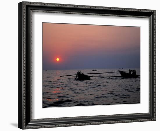 Silhouetted Boats on Lake Tanganyika, Tanzania-Kristin Mosher-Framed Photographic Print