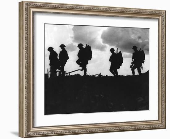 Silhouetted British Troops on the Horizon-Robert Hunt-Framed Photographic Print