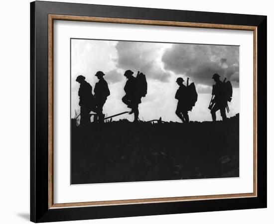 Silhouetted British Troops on the Horizon-Robert Hunt-Framed Photographic Print