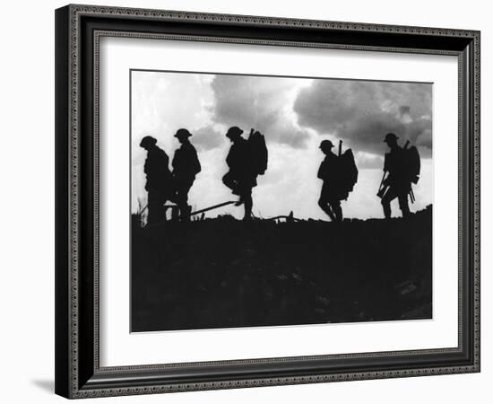 Silhouetted British Troops on the Horizon-Robert Hunt-Framed Photographic Print