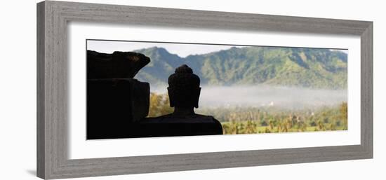 Silhouetted Buddha at Borobudur Temple at Sunrise, UNESCO World Heritage Site, Java, Indonesia-Matthew Williams-Ellis-Framed Photographic Print