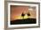 Silhouetted Camel Riders on a Sand Dune At Sunset-Tony Craddock-Framed Photographic Print