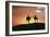 Silhouetted Camel Riders on a Sand Dune At Sunset-Tony Craddock-Framed Photographic Print