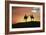 Silhouetted Camel Riders on a Sand Dune At Sunset-Tony Craddock-Framed Photographic Print