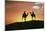 Silhouetted Camel Riders on a Sand Dune At Sunset-Tony Craddock-Mounted Photographic Print