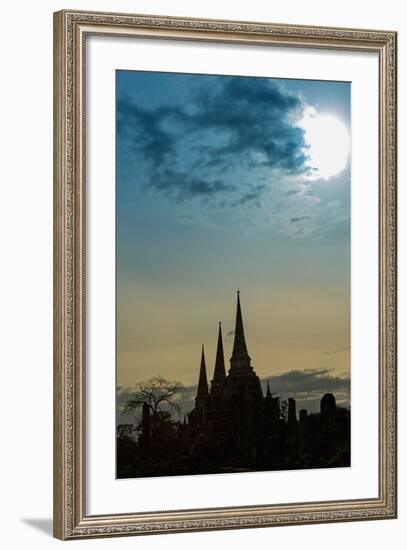 Silhouetted Chedis (Stupas), Ayutthaya, UNESCO World Heritage Site, Thailand, Southeast Asia, Asia-Alex Robinson-Framed Photographic Print