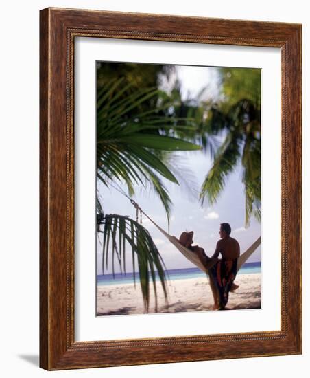 Silhouetted Couple, Felidu Atoll, Maldives-Stuart Westmorland-Framed Photographic Print