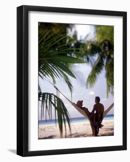 Silhouetted Couple, Felidu Atoll, Maldives-Stuart Westmorland-Framed Photographic Print