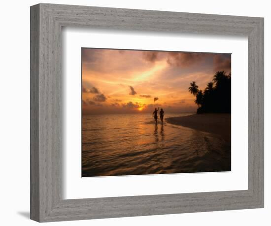 Silhouetted Couple, Felidu Atoll, Maldives-Stuart Westmorland-Framed Photographic Print