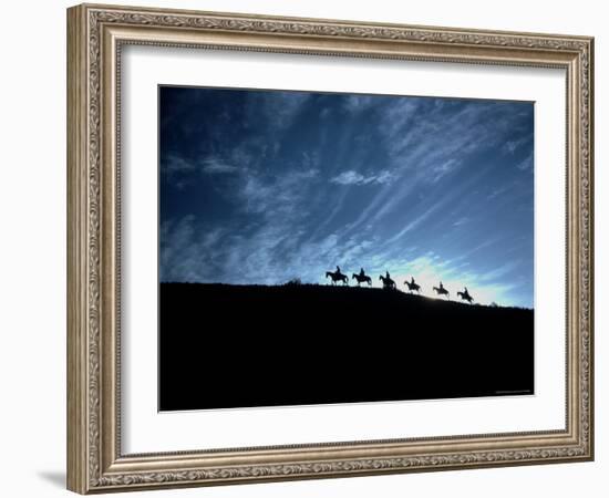 Silhouetted Cowboys During Round Up at Trinchera Ranch-Loomis Dean-Framed Photographic Print