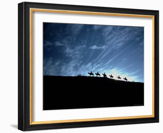 Silhouetted Cowboys During Round Up at Trinchera Ranch-Loomis Dean-Framed Photographic Print