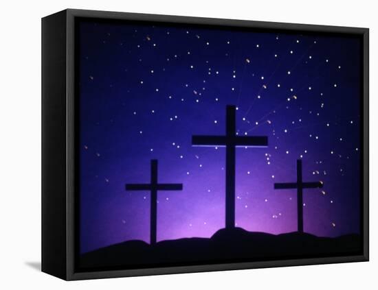 Silhouetted Crosses Against Star-Filled Sky-Chris Rogers-Framed Premier Image Canvas