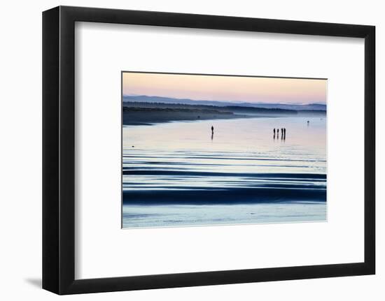 Silhouetted Figures on the West Sands at Dusk, St Andrews, Fife, Scotland, United Kingdom, Europe-Mark Sunderland-Framed Photographic Print