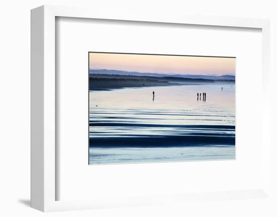 Silhouetted Figures on the West Sands at Dusk, St Andrews, Fife, Scotland, United Kingdom, Europe-Mark Sunderland-Framed Photographic Print