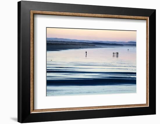 Silhouetted Figures on the West Sands at Dusk, St Andrews, Fife, Scotland, United Kingdom, Europe-Mark Sunderland-Framed Photographic Print