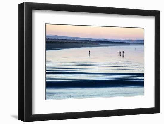 Silhouetted Figures on the West Sands at Dusk, St Andrews, Fife, Scotland, United Kingdom, Europe-Mark Sunderland-Framed Photographic Print