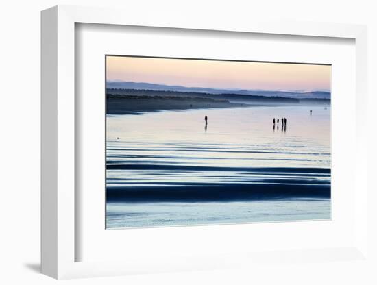 Silhouetted Figures on the West Sands at Dusk, St Andrews, Fife, Scotland, United Kingdom, Europe-Mark Sunderland-Framed Photographic Print