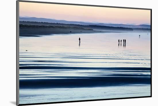 Silhouetted Figures on the West Sands at Dusk, St Andrews, Fife, Scotland, United Kingdom, Europe-Mark Sunderland-Mounted Photographic Print